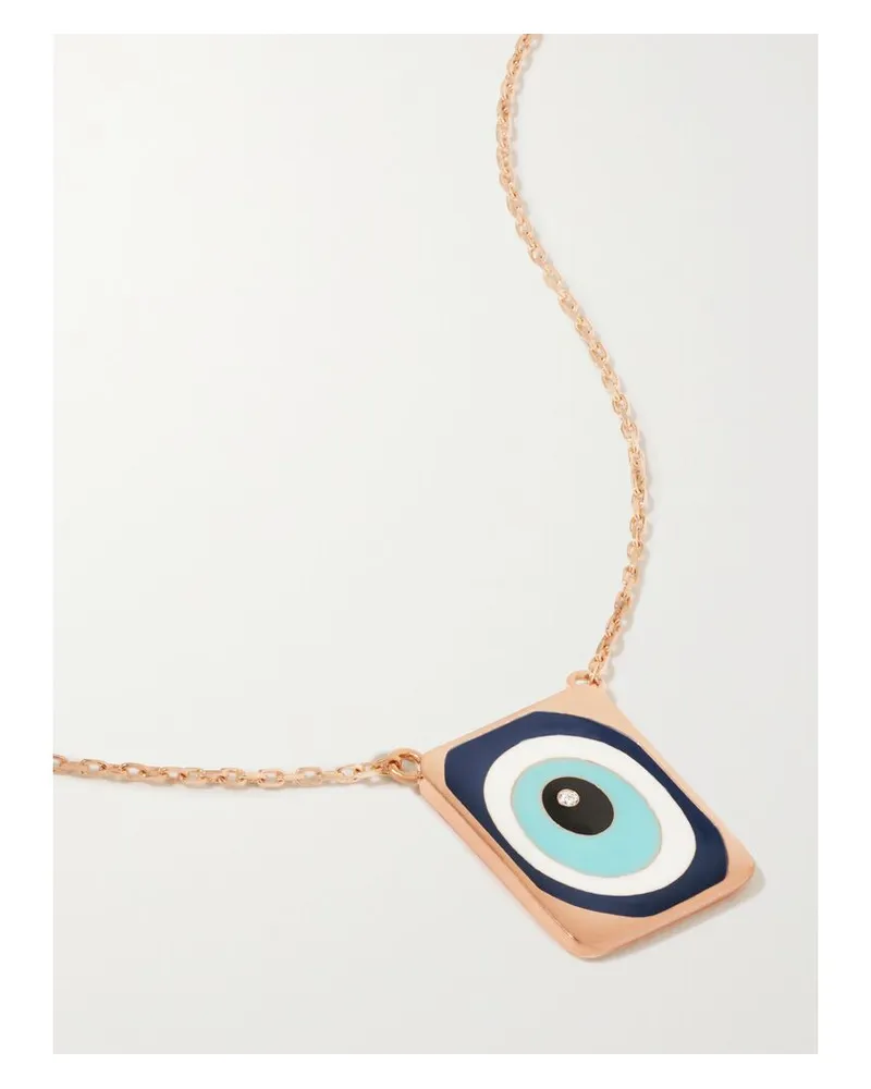 Diane Kordas Kette Aus 18 Karat Roségold Mit Emaille Und Diamant Gold