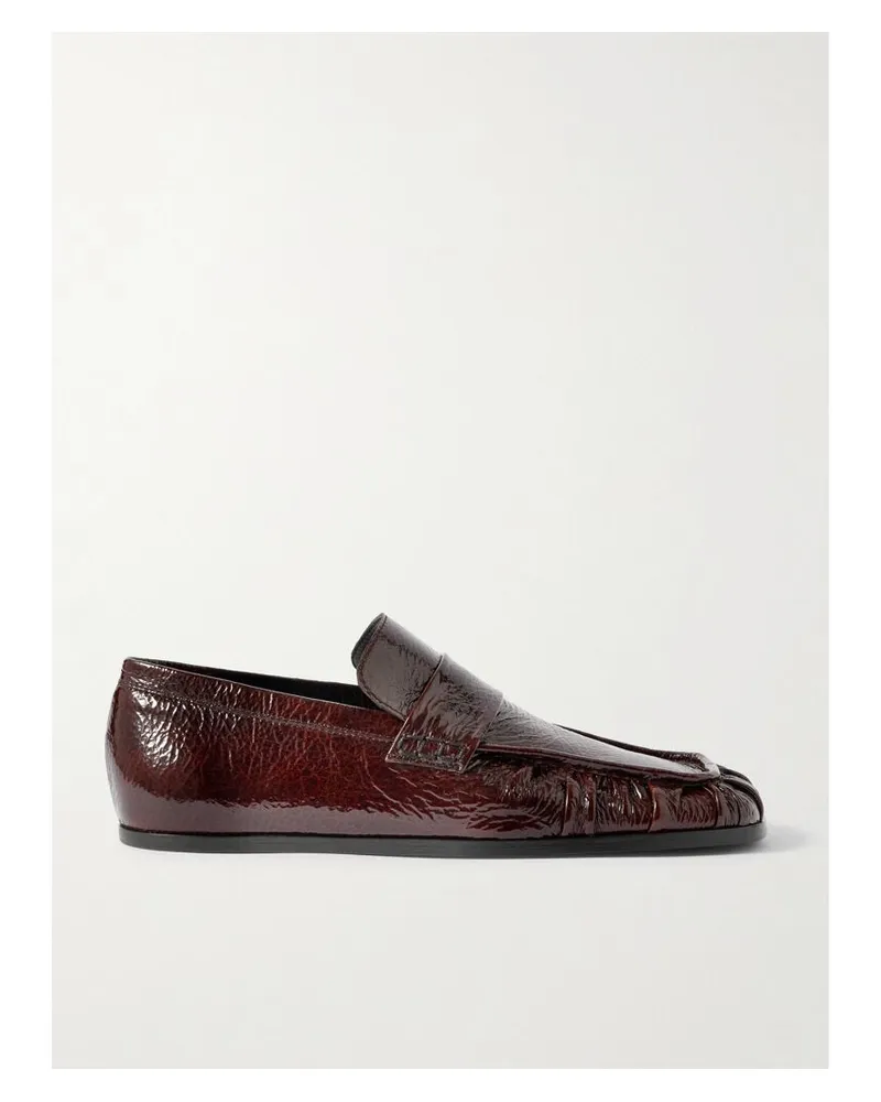 Jil Sander Loafers Aus Glanzleder In Knitteroptik - Braun Braun
