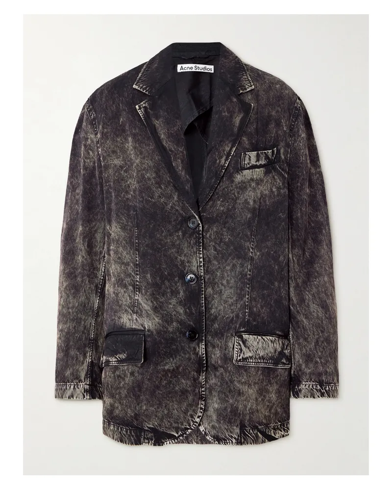 Acne Studios Blazer Aus Twill In Distressed-optik - Schwarz Schwarz