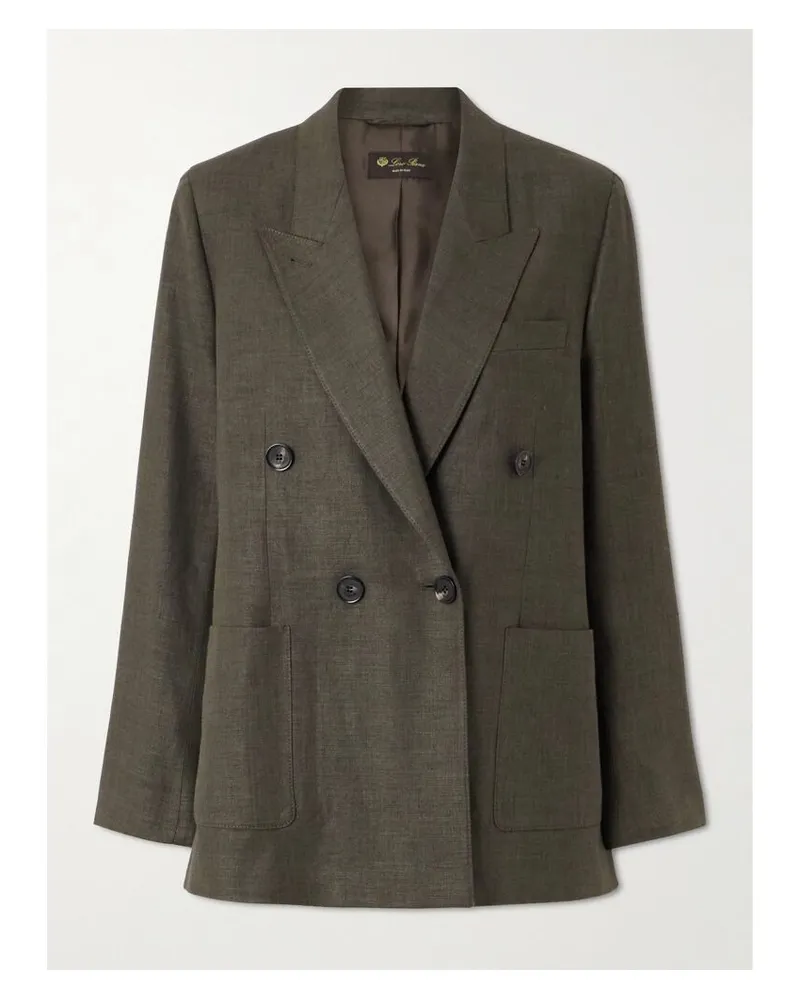 Loro Piana Genny Doppelreihiger Blazer Aus Einer Leinen-wollmischung - Grün Grün