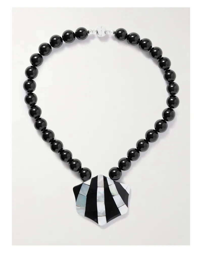 JULIETTA Maris Kette Mit Onyxen, Silberfarbenen Details, Harz Und Perlmutt - Schwarz Schwarz