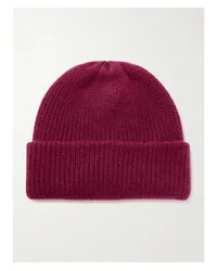 The Elder Statesman Watchman Beanie aus Kaschmir In Rippstrick Burgunder