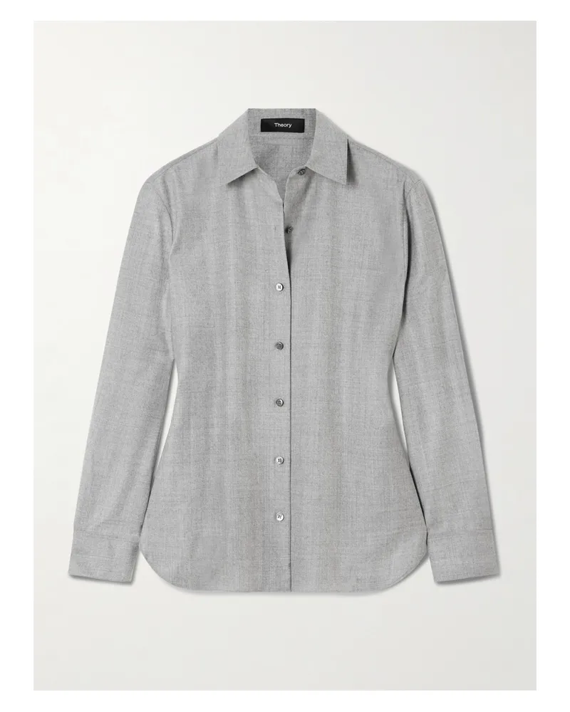 Theory Hemd Aus Wollflanell - Grau Grau