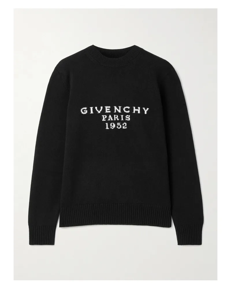 Givenchy Pullover Aus Einer Woll-kaschmirmischung Mit Intarsienmotiv - Schwarz Schwarz