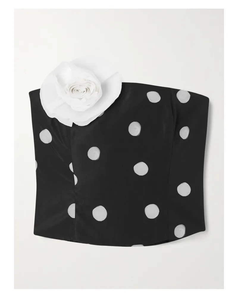 BERNADETTE Lena Verkürztes Bustier Aus Taft Mit Polka-dots Und Applikation - Schwarz Schwarz