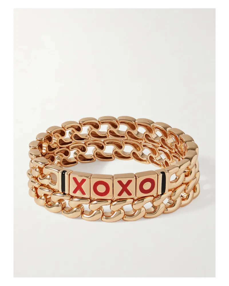 Roxanne Assoulin The Xoxo Link Set aus Zwei farbenen Armbändern Gold