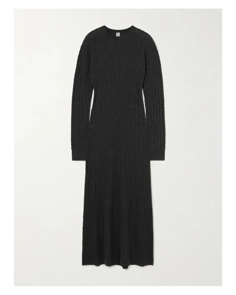 Totême Maxikleid Aus Wolle In Zopfstrick - Grau Grau