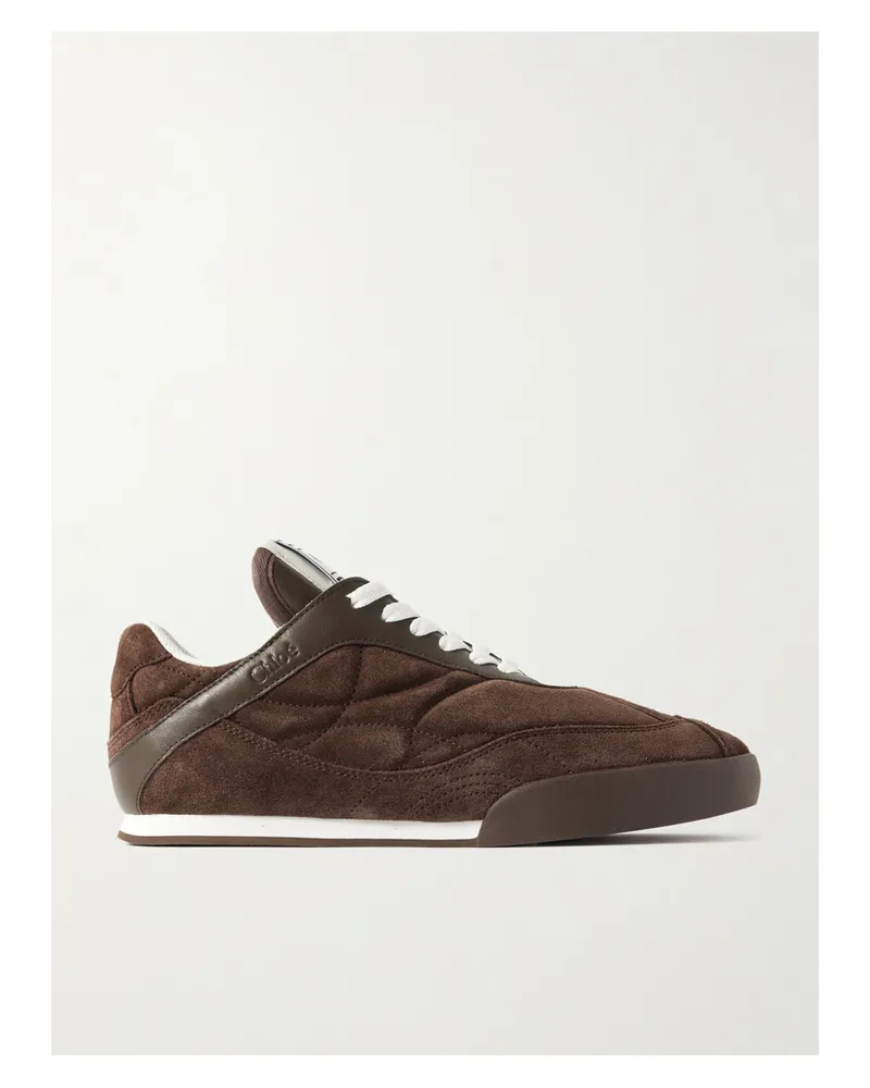 Chloé Kick Leather-trimmed Quilted Suede Sneakers - Brown Brown