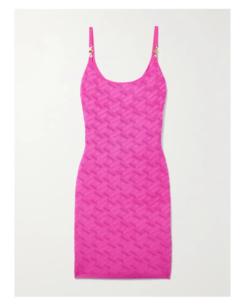 Versace Minikleid Aus Jacquard-strick Mit Verzierungen - Pink Pink