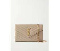 Cassandre Matelassé Textured-leather Chain Wallet - Neutrals