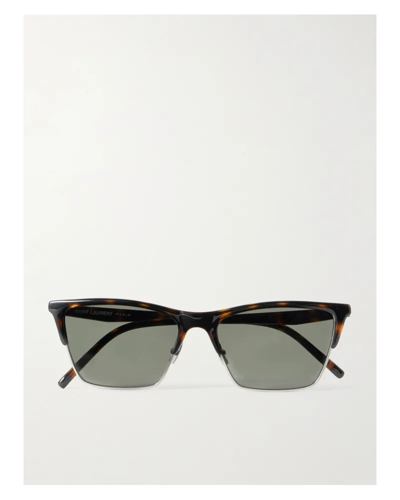 Saint Laurent D-frame Tortoiseshell Acetate And Silver-tone Sunglasses Tortoiseshell