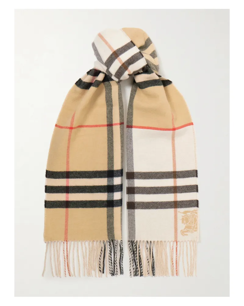 Burberry Karierter Kaschmirschal Mit Fransen - Neutral Neutral