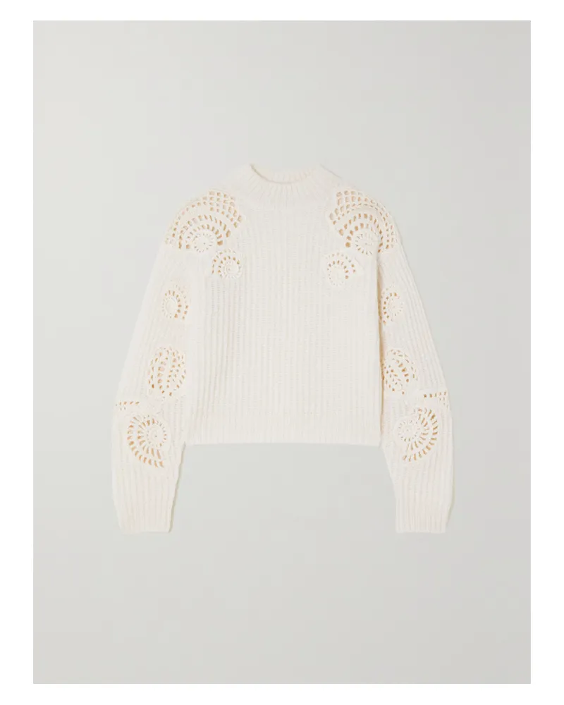 Vince Pullover Aus Ripp- Und Häkelstrick - Wollweiß Wollweiß