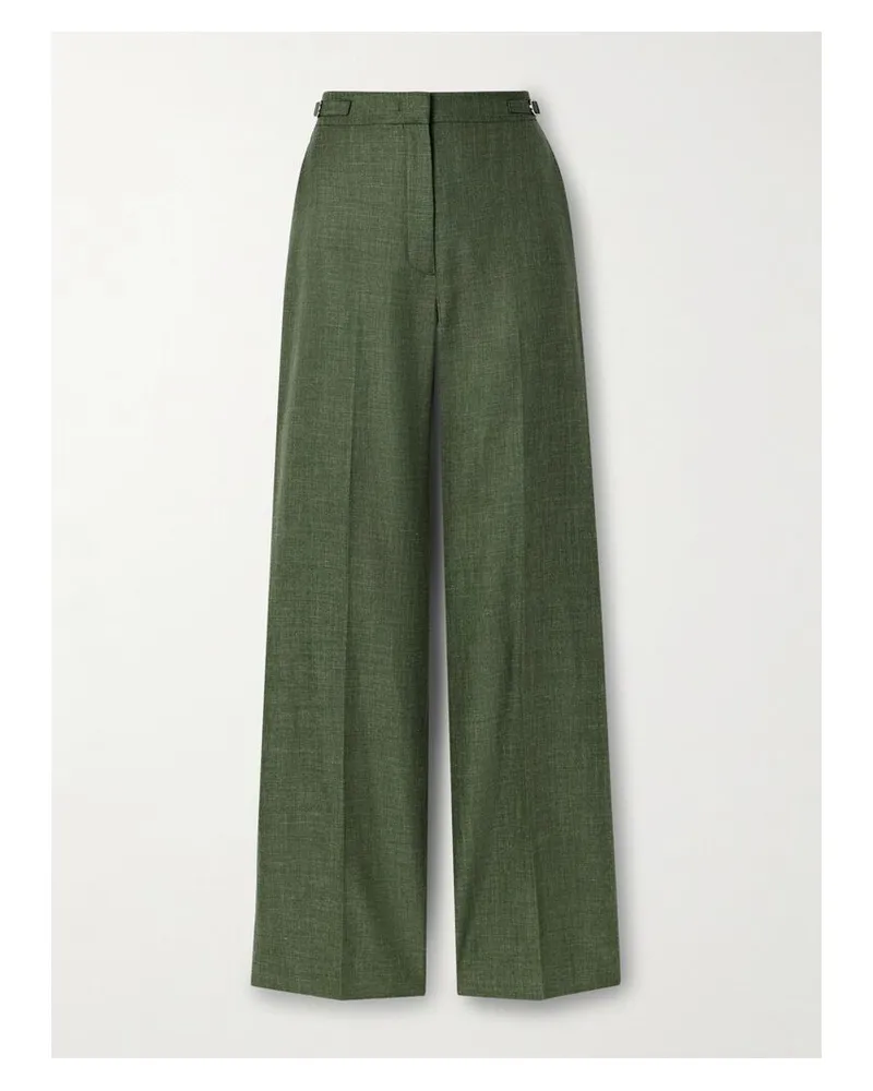 Gabriela Hearst Vesta Schlaghose Aus Einer Mischung Aus Wolle, Seide Und Leinen - Grün Grün