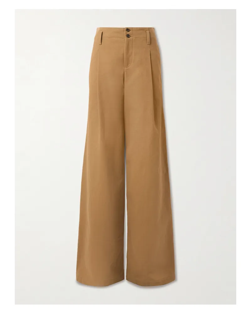 Chloé Bundfaltenhose Mit Geradem Bein Aus Baumwoll-canvas - Braun Braun