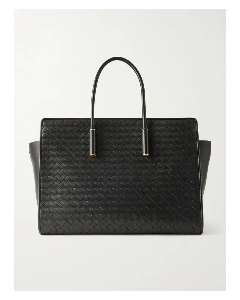 Bottega Veneta Barbara Intrecciato Leather Tote - Black Black