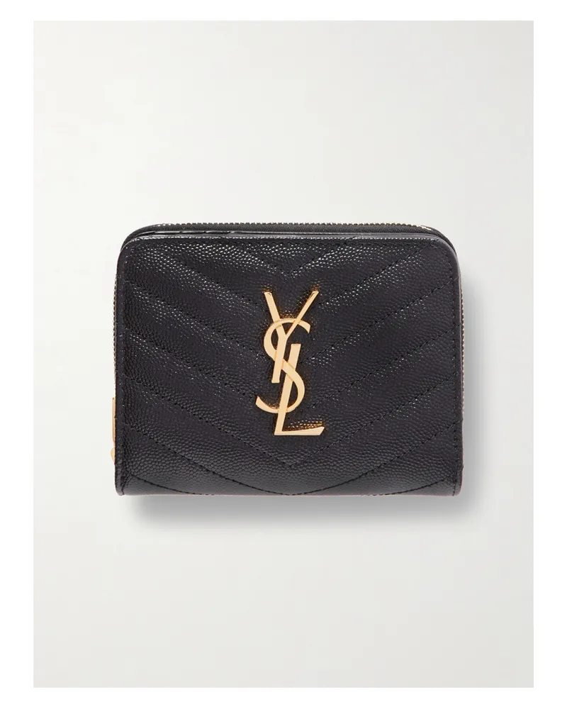 Saint Laurent Monogramme Quilted Textured-leather Wallet - Black Black