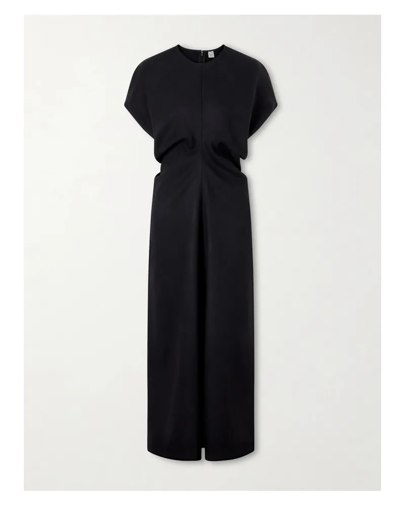 Totême Gathered Wool Maxi Dress - Black Black