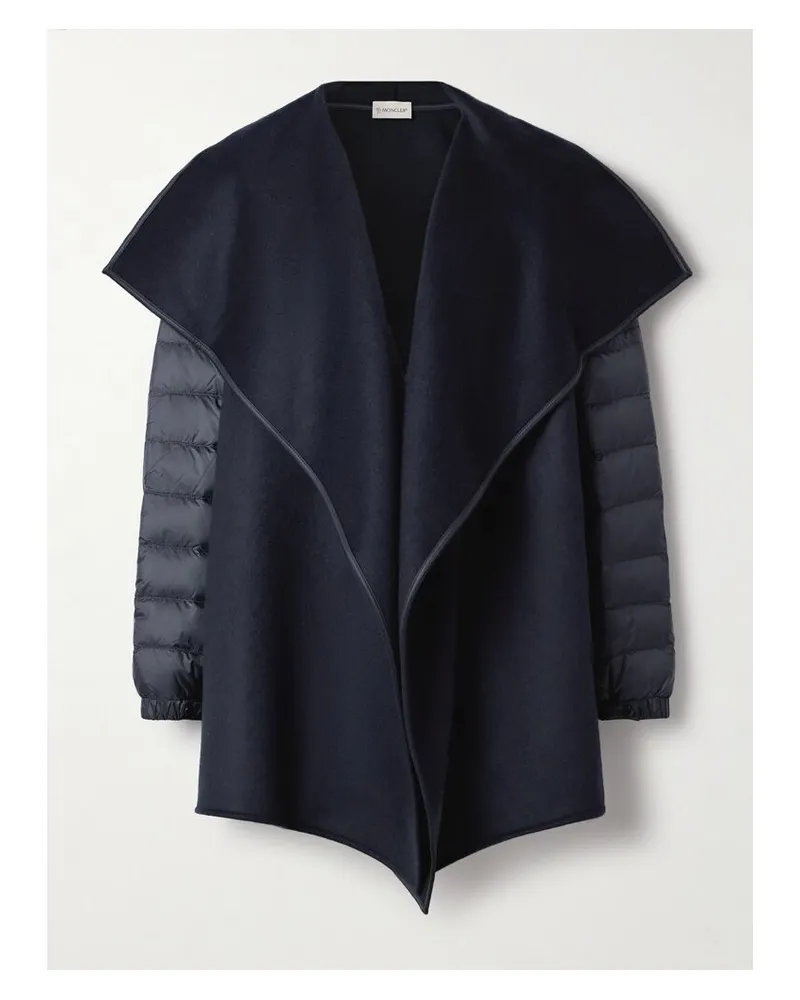 Moncler Daunenjacke Aus Filz Aus Einer Wollmischung Und Gestepptem Shell - Blau Blau