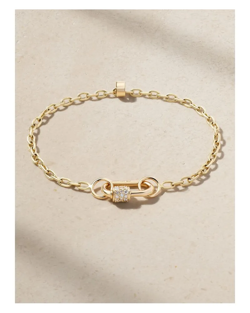 Marla Aaron Stoned Babylock + Pulley Chain Armband Aus 14 Karat Gold Mit Diamanten Gold