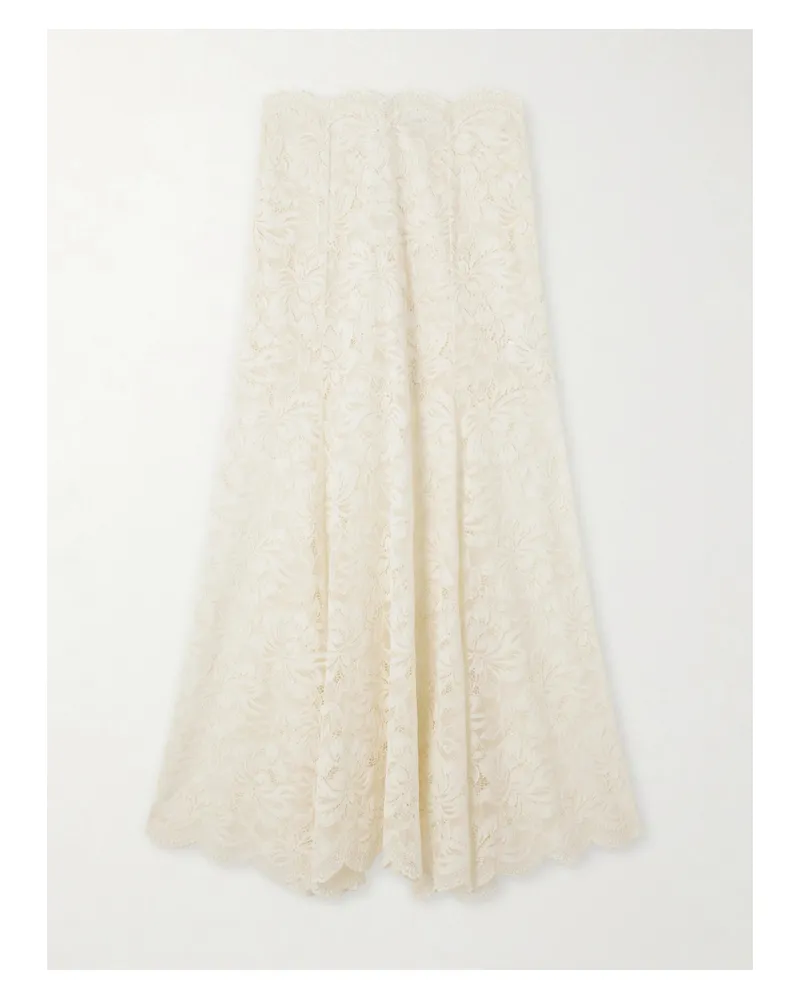 Paco Rabanne Scalloped Lace Maxi Skirt - Ivory Ivory