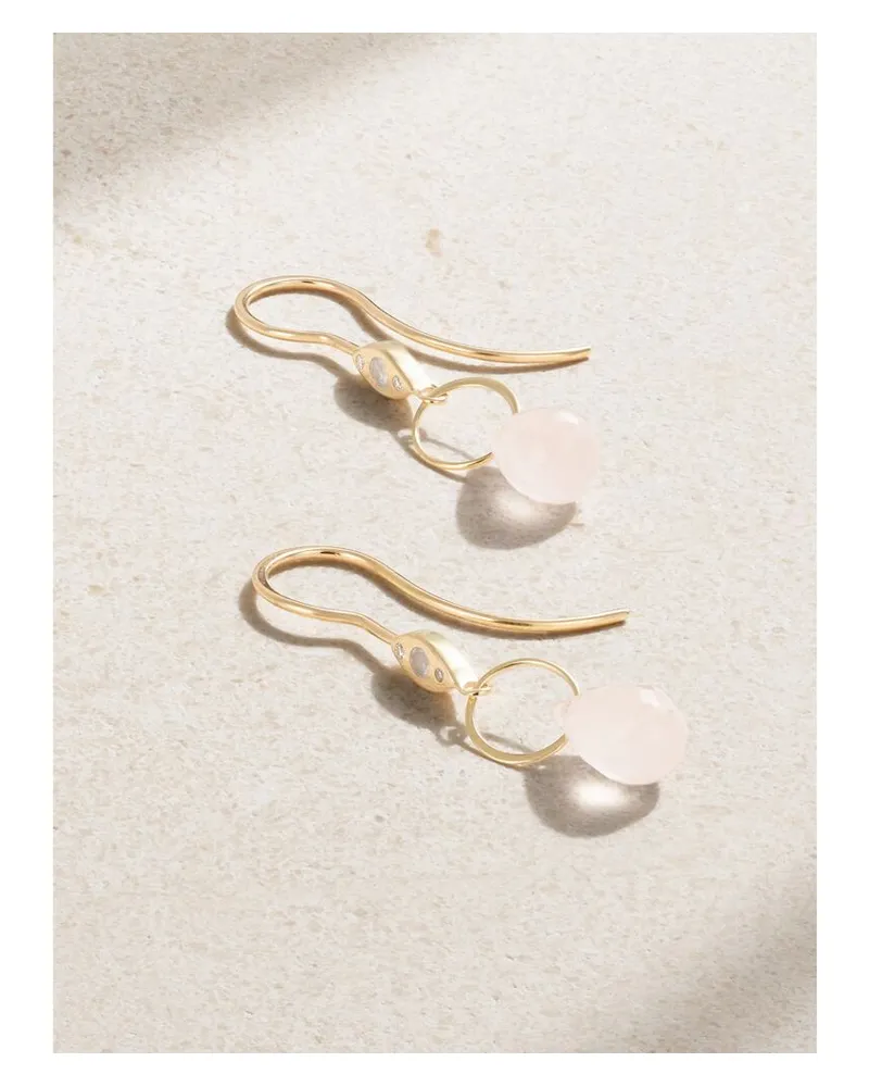 Melissa Joy Manning Ohrringe Aus Recyceltem 14 Karat Gold Mit Rosenquarzen Und Diamanten Gold