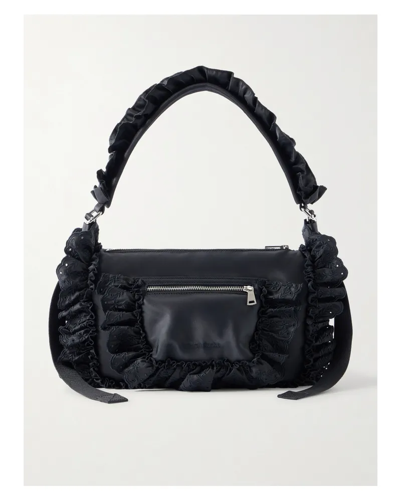 Simone Rocha Pillowcase Broderie Anglaise-trimmed Shell Shoulder Bag - Black Black