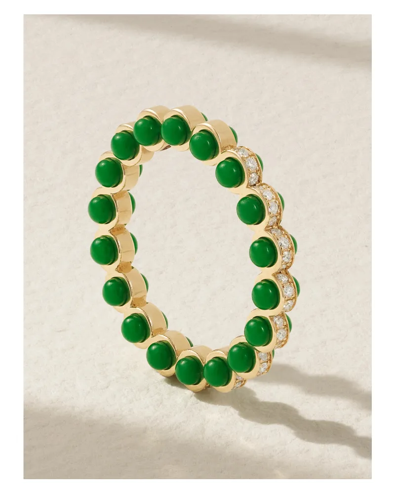 L’Atelier Nawbar Atoms 18-karat Gold Diamond And Enamel Ring - Green Green