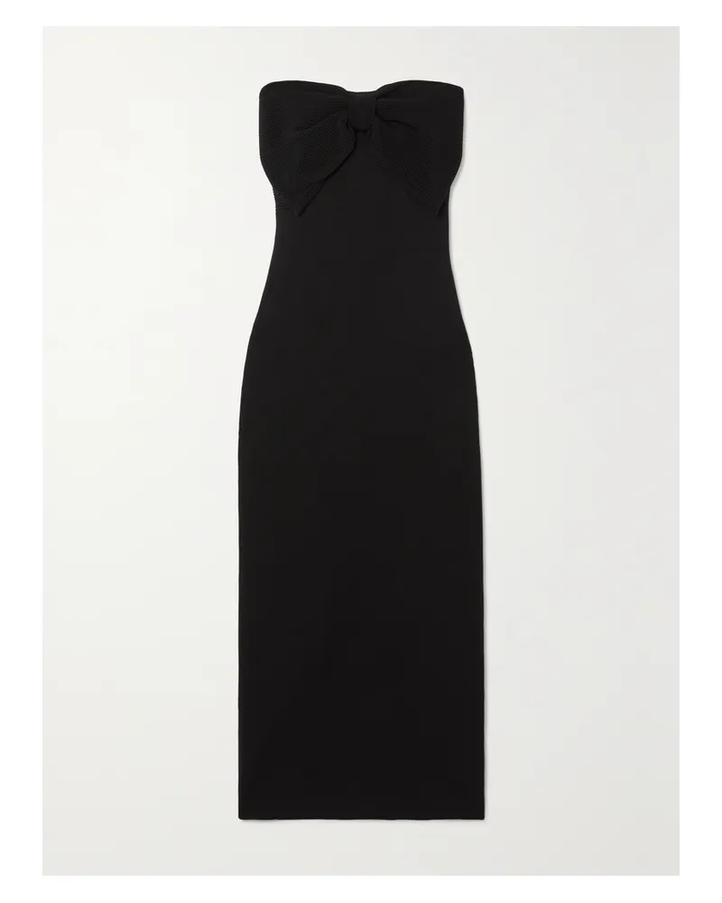 Chloé Trägerloses Midikleid Aus Einer Gerippten Seidenmischung Mit Schleife - Schwarz Schwarz