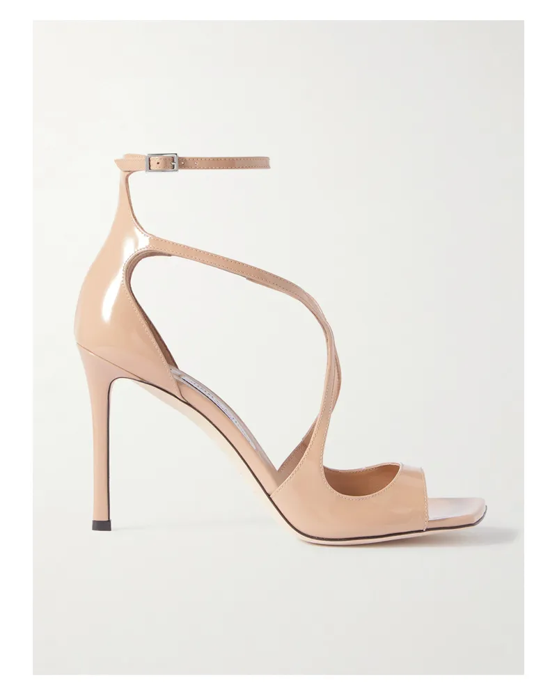 Jimmy Choo Azia 95 Patent-leather Sandals - Neutrals Neutrals