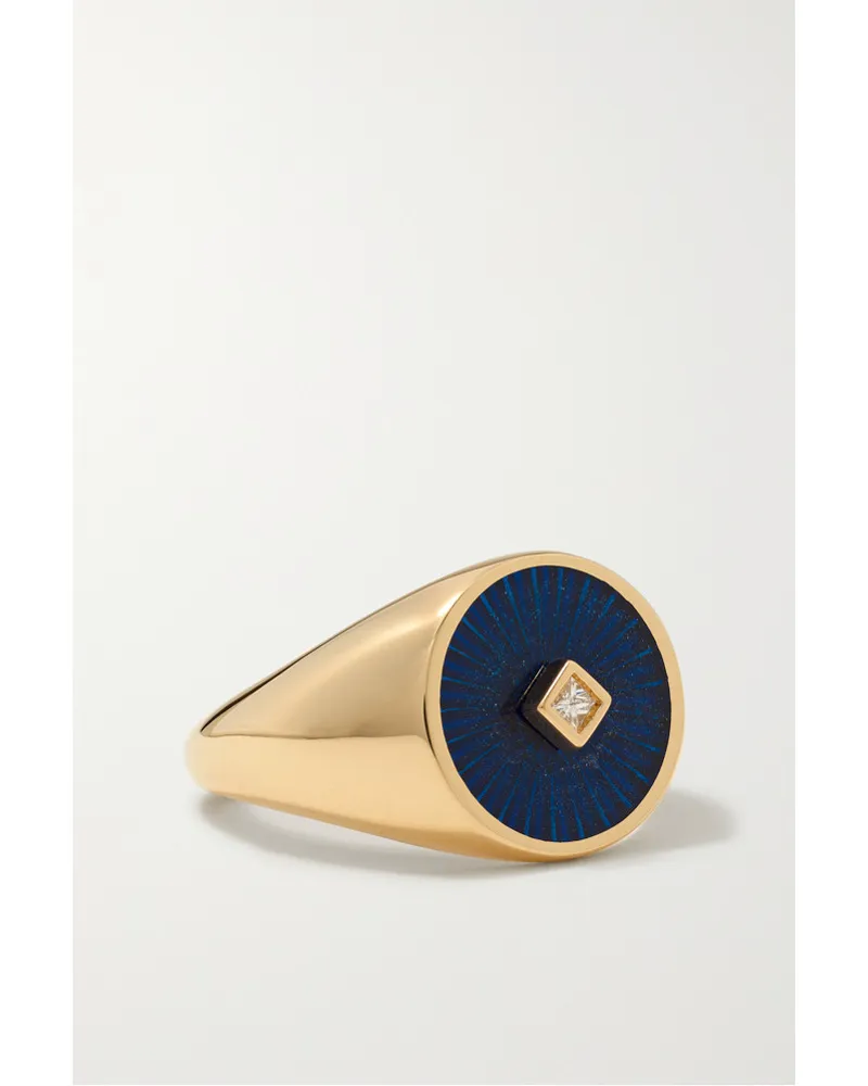 L’Atelier Nawbar Radiate Eternity Siegelring aus 18 Karat Gold Blau