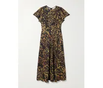 Blithe Flutter Midikleid Aus Bedrucktem Crêpe Mit Rüschen - Mehrfarbig