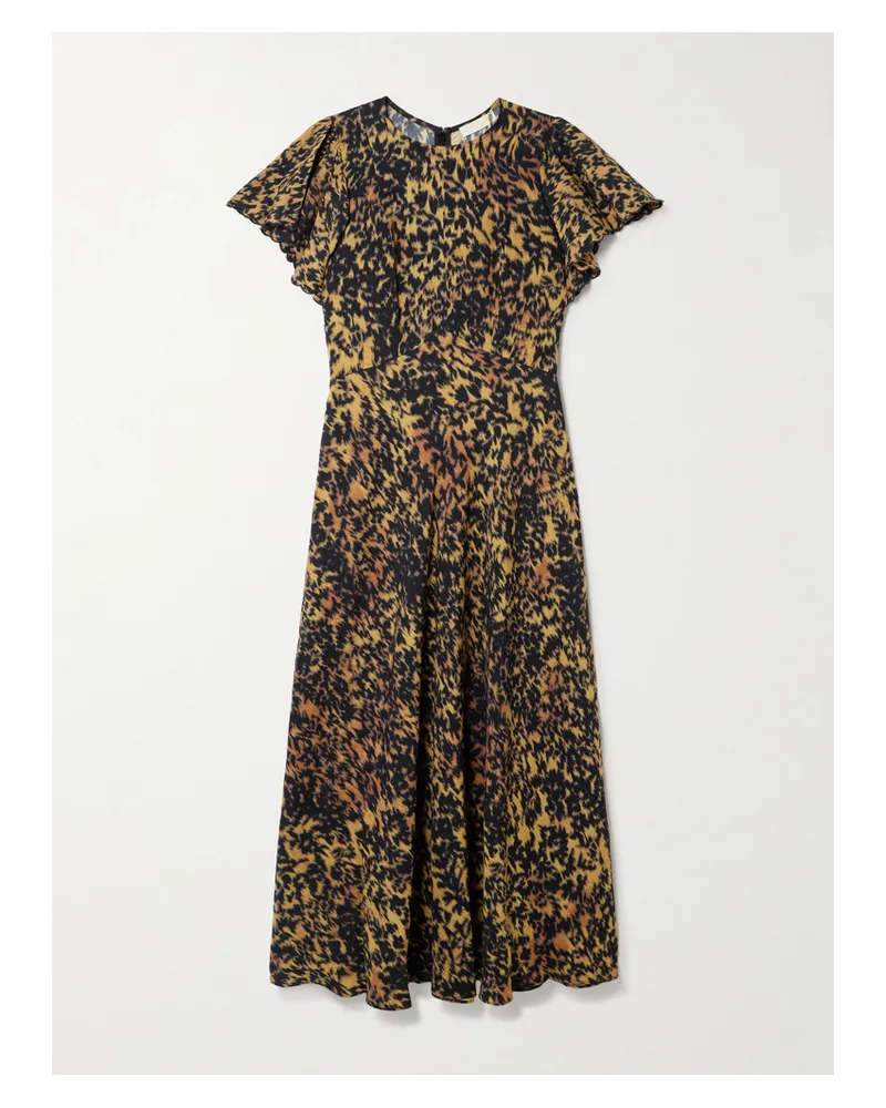 Ulla Johnson Blithe Flutter Midikleid Aus Bedrucktem Crêpe Mit Rüschen - Mehrfarbig Mehrfarbig