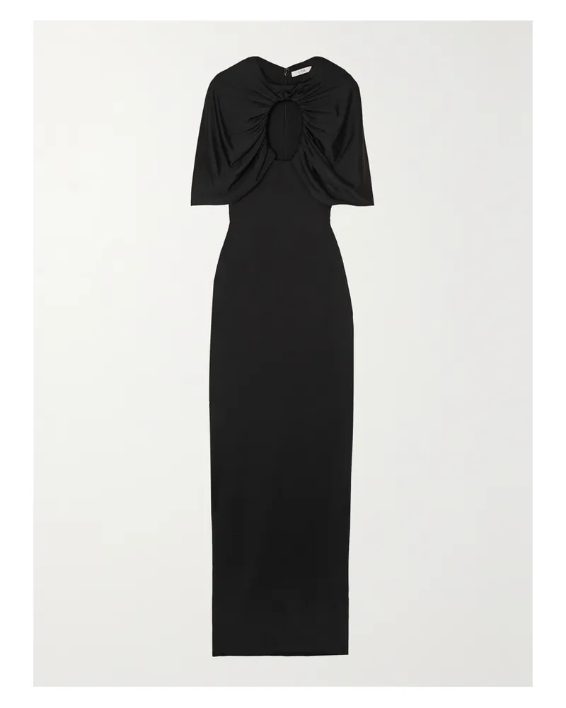 ET OCHS Robe Aus Stretch-jersey Mit Cut-out, Raffungen Und Cape-effekt - Schwarz Schwarz
