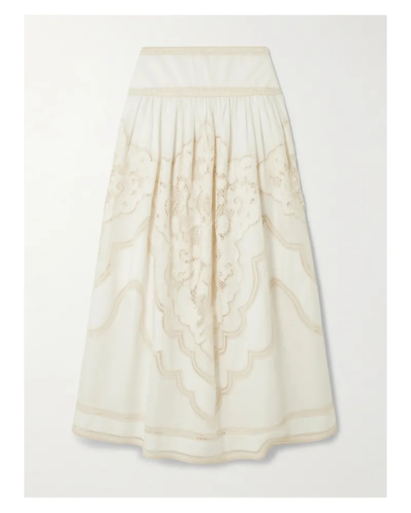 Zimmermann Daylight Broderie Anglaise Linen Maxi Skirt - Neutrals Neutrals