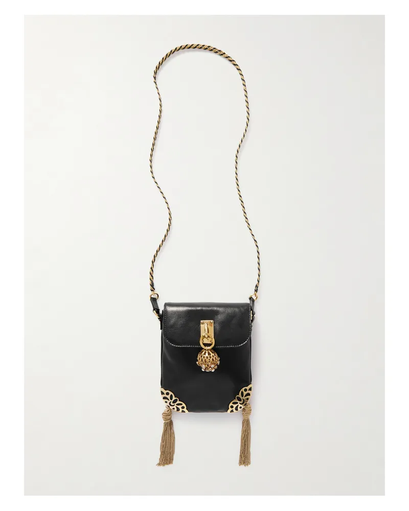 Chloé Château Treasures Schultertasche Aus Strukturiertem Leder Mit Verzierung - Schwarz Schwarz