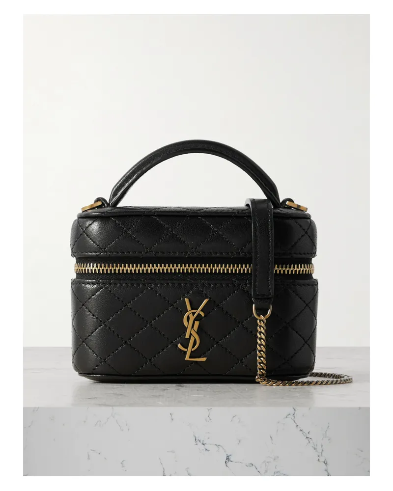 Saint Laurent Gaby Vanity Micro Quilted Leather Shoulder Bag - Black Black