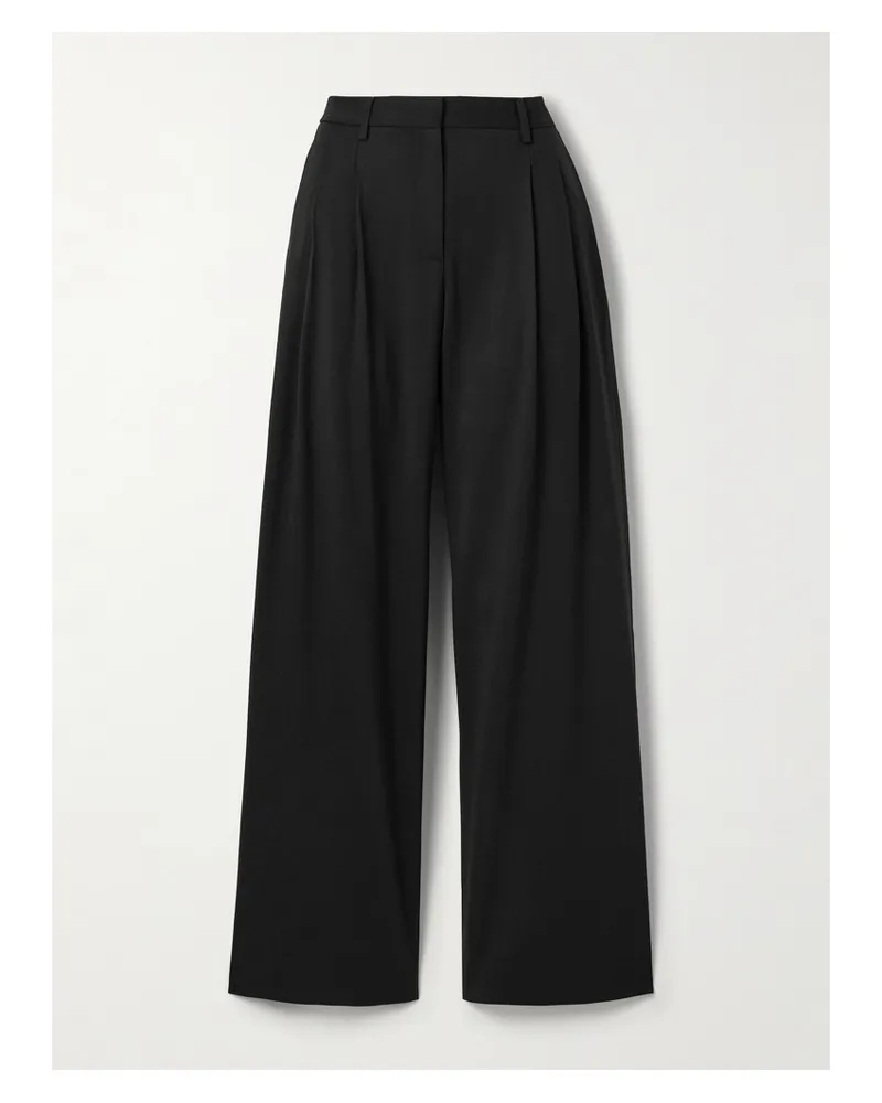 TWP Sulli Hose Mit Weitem Bein Aus Twill Aus Einer Wollmischung Mit Falten Und Satinbesatz - Schwarz Schwarz