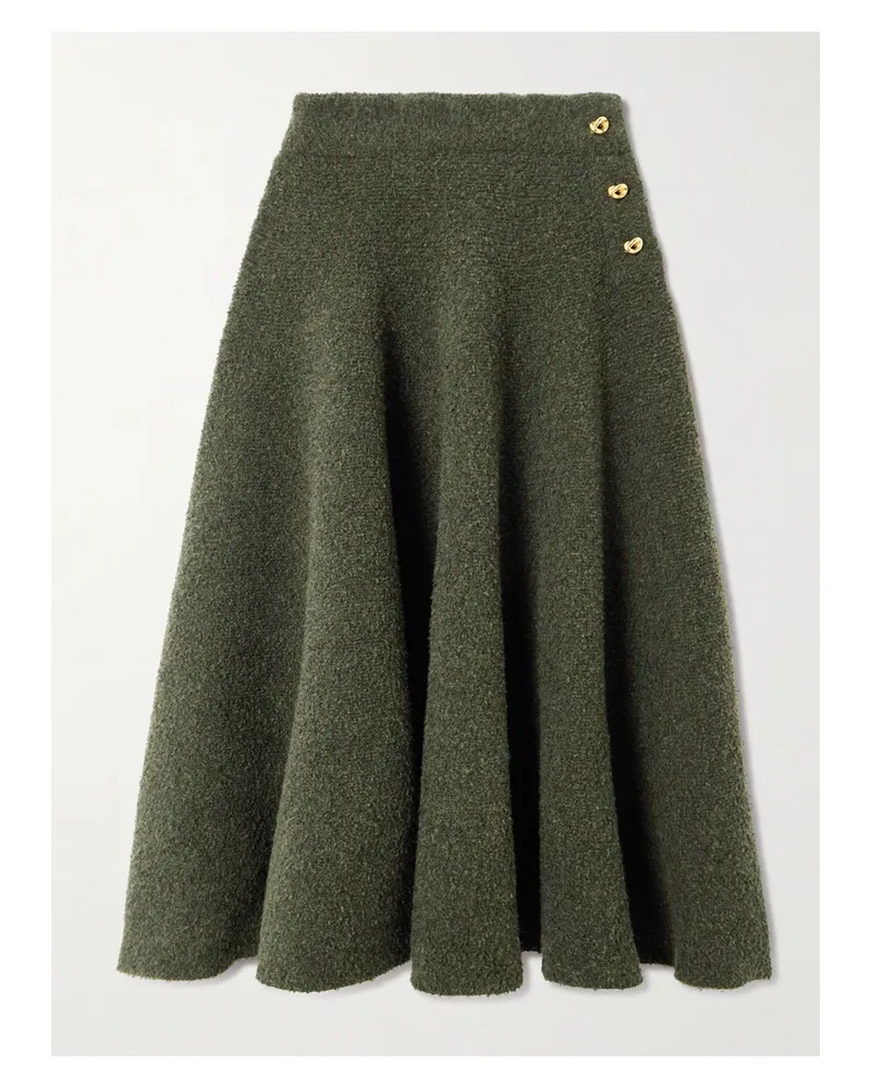 Bottega Veneta Wool-blend Bouclé Midi Skirt - Green Green