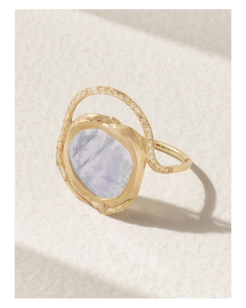 Pascale Monvoisin Gaia Ring Aus 9 Karat Gold Mit Mondstein Und Diamanten Gold