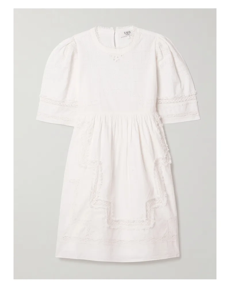 Sea Lilith Minikleid Aus Baumwoll-voile Mit Häkeleinsätzen - Elfenbein Elfenbein