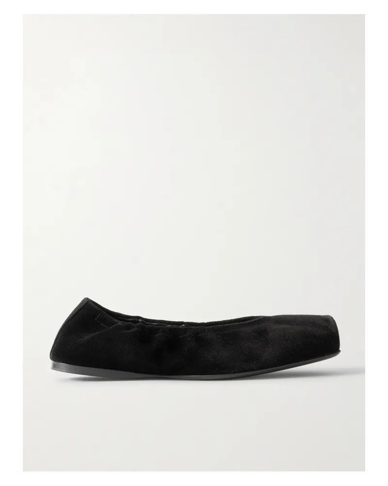 Alaïa Leather-trimmed Suede Ballet Flats - Black Black