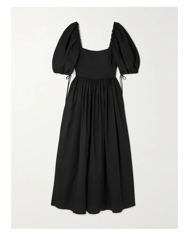 Matteau Maxikleid Aus Einer Leinen-lyocell-mischung Mit Stretch-anteil Und Raffungen - Schwarz Schwarz