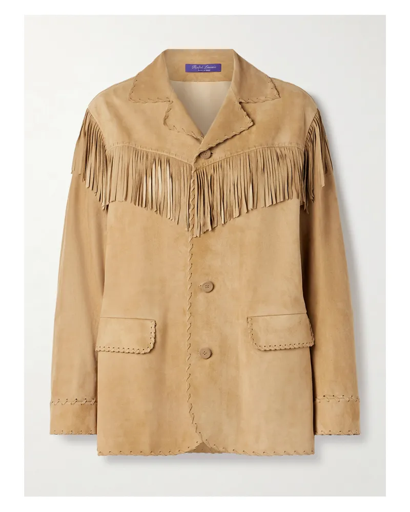 Ralph Lauren Ryland Jacke Aus Veloursleder Mit Fransen - Braun Braun