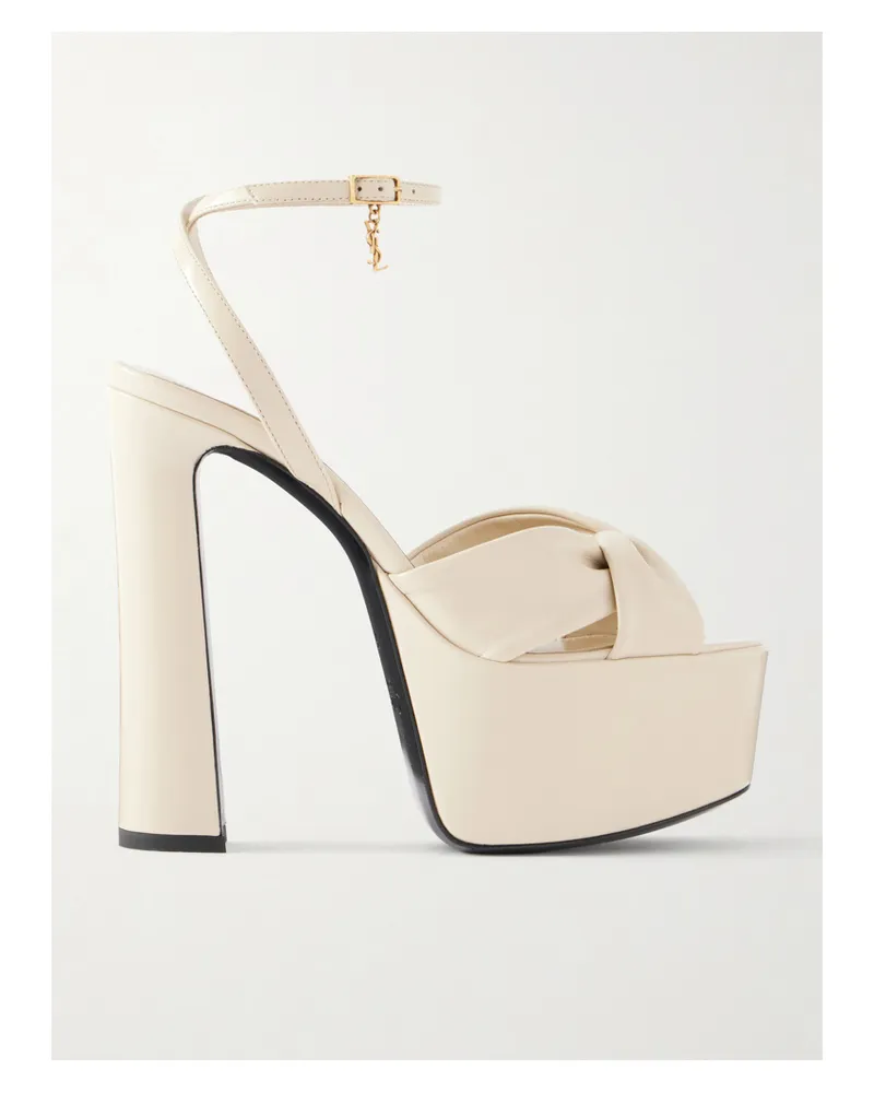 Saint Laurent Franciane Leather Sandals - Neutrals Neutrals