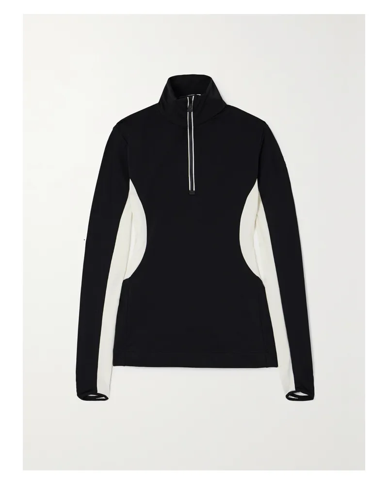 Moncler Zweifarbiges Skioberteil Aus Stretch-jersey - Schwarz Schwarz