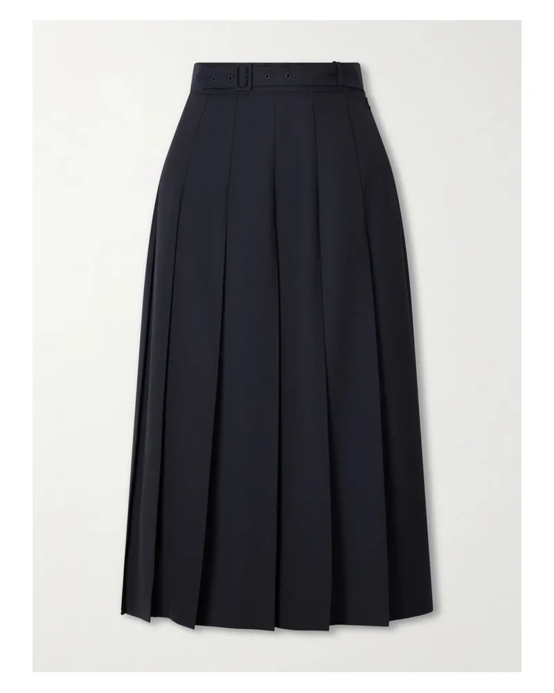 AURALEE Pleated Wool And Mohair-blend Midi Skirt - Blue Blue