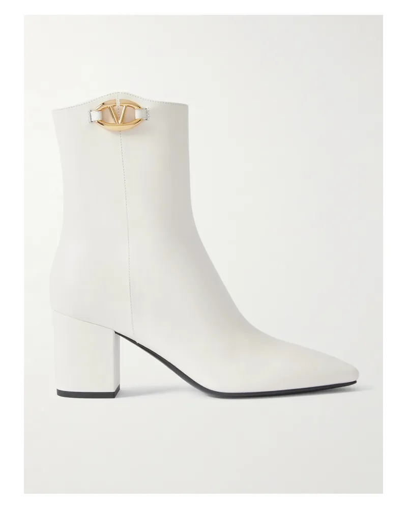 Valentino Garavani Vlogo Bold 70 Ankle Boots Aus Leder - Elfenbein Elfenbein