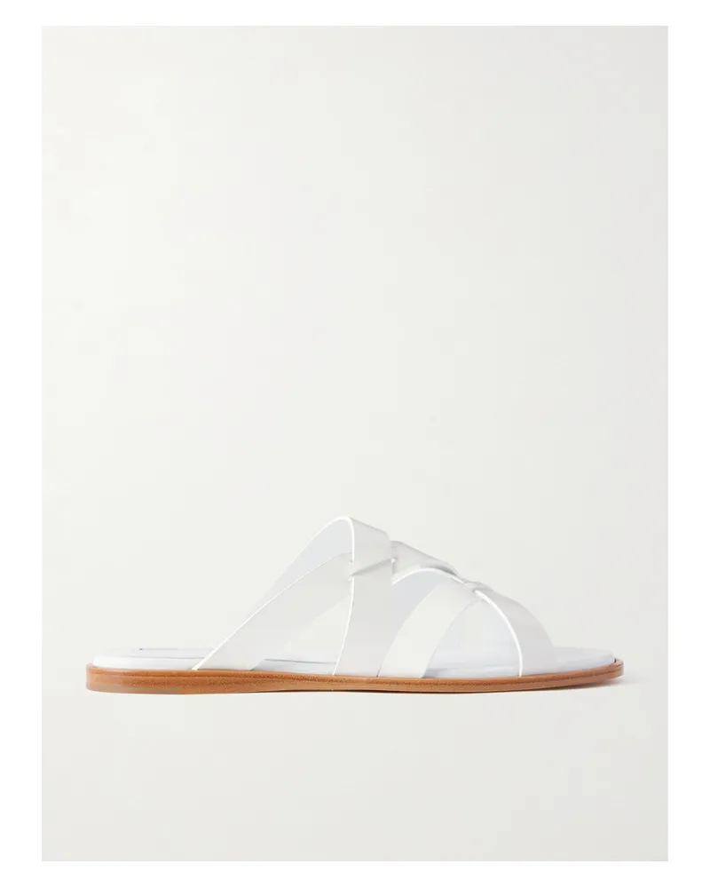 Manolo Blahnik Marvina Leather Slides - White White