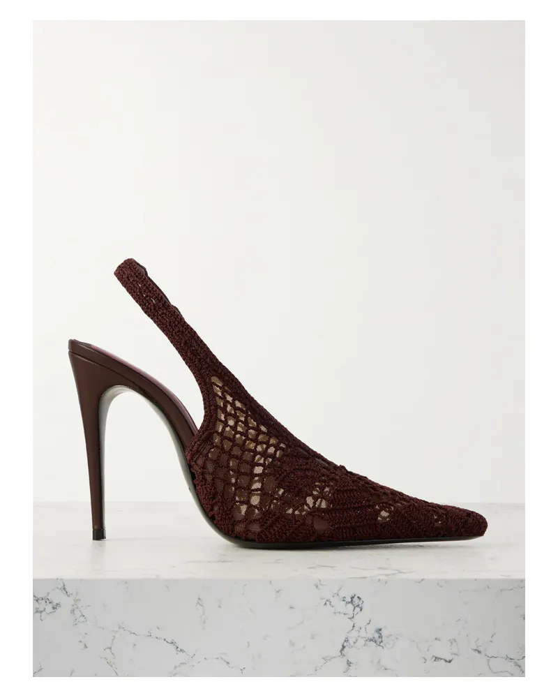 Magda Butrym Slingback-pumps Aus Mesh Und Häkelmaterial Mit Lederbesätzen - Braun Braun